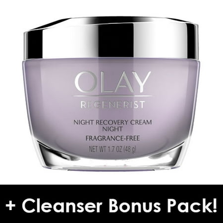 Olay Regenerist Night Recovery Night Cream Face Moisturizer 1.7 oz + Daily Facial Dry Cleansing Cloths, 7 (Best Facial Moisturizer For Very Dry Flaky Skin)