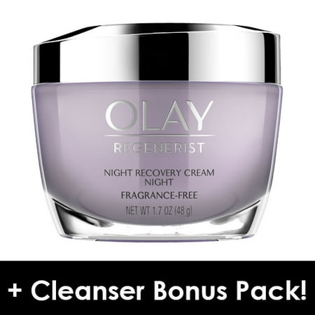 Olay Regenerist Night Recovery Night Cream Face Moisturizer 1.7 oz + Daily Facial Dry Cleansing Cloths, 7