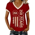 thumbnail image 2 of YVNAURA America 250 Shirt for Women V Neck Patriotic Tee 250th Anniversary USA Flag Top 4th July Semiquincentennial 1776-2026 Independence Day Outfit Summer Casual T Shirt, Red, L, 2 of 7