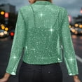 thumbnail image 7 of Rotm Sparkly Cardigan Women's Sequin Shrug Long Sleeve Open Front Cropped Bolero Jackets Light Green,L, 7 of 7