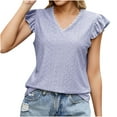 thumbnail image 2 of Fesfesfes Womens Undershirts Women's V-Neck T-Shirt Hollowed Out Short-Sleeve Casual Top Short-Sleeve V-Neck Top/Shirt Shirts Women 12(XXL), 2 of 5