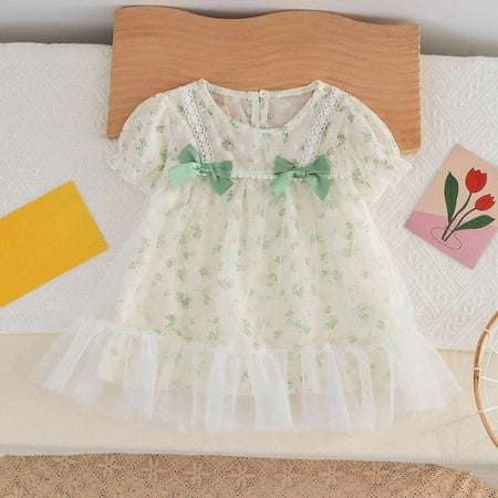 

Baby Deals! Toddler Girl Clothes Clearance Winter Savings Clearance! Summer Toddler Baby Girls Polka Dot Printed A-line Skirt Bubble Sleeve Bow Outwear Party Dress Mesh Dress 1-5 Years Baby Deals