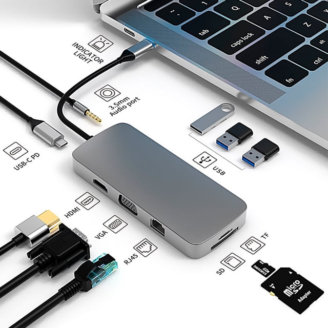 HUB 10 en 1 Brandtrendy Tipo C Adaptador Universal con 100W Power Delivery