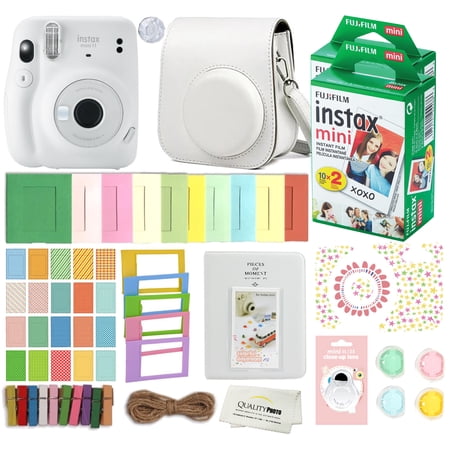 Fujifilm Mini 11 Instant Camera (Ice White) with Case 40 Fuji Films Decorations Stickers Frames Photo Album and more Accessory Kit