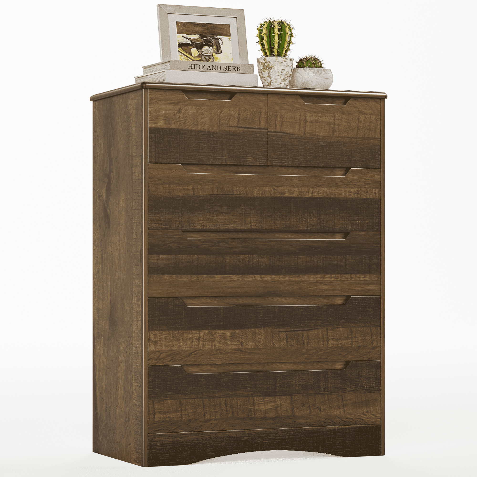 Aiho 6-Drawer Dresser for Bedroom, Wood Drawer Chest Storage Cabinet for Living Room, Hallway, Entryway, Home Office - Light Grey