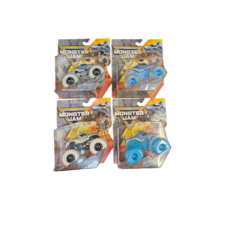 Monster Jam, Official Megalodon Monster Truck, Die-cast Vehicle, 1:64 scale Complete Set of 4 Trucks