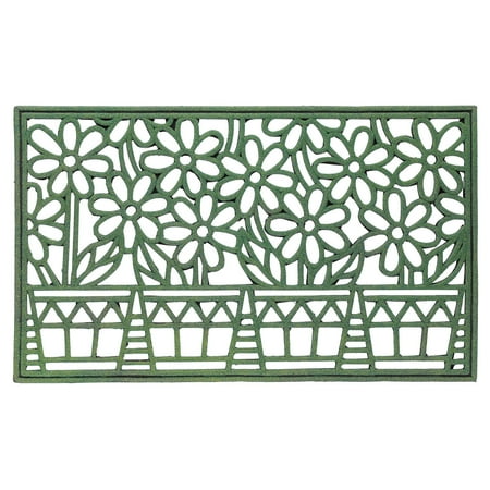 Cut Mat - Spring Flowerpots Doormat - Cut Out Design Welcome Mat - Green 29 1/2