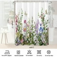 thumbnail image 3 of Wildflowers Shower Curtain Sets,Green Plants Flowers Bathroom Curtains,Modern Minimalist Art Bath Curtain,Waterproof Fabric with 12 Hooks 72x72 Inches, 3 of 6