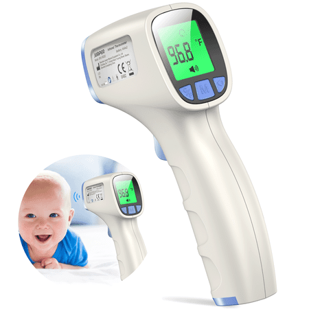 JUMPER Medical Baby Forehead Thermometer Digital Infrared Thermometer w/ Fever Alarm Function for Children Adults, CE and FDA