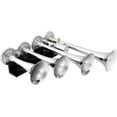 thumbnail image 2 of Vixen Horns Train Horn Kit for Trucks/Car/Semi. Complete Onboard System- 200psi Air Compressor, 5 Gallon Tank, 4 Trumpets. Super Loud dB. Fits Vehicles like Pickup/Jeep/RV/SUV 12v VXO8350/4124C, 2 of 10