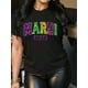 thumbnail image 1 of Camiseta para mujer básica veranoEveryday Comfort, Women's Mardi Gras Red T-Shirt - Sparkling Diamond Letter Print, Casual Crew Neck Short Sleeve Top, Breathable Polyester FabricFather's Day, Mother, 1 of 5