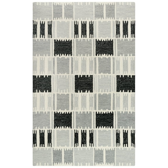 Rizzy Rugs Tetra Area Rug TET103 Gray Lines Squares 7' 9" x 9' 9" Rectangle