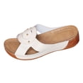 thumbnail image 6 of Rokment Ladies Orthopedic Wedges Slip on Sandals for Women Beach Summer Trendy Studded Leather Orthotic Platform Chunky Mid Heels Walking Dress Slides White Size 8.5, 6 of 7
