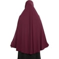 thumbnail image 5 of XINFU Women's High Stretch Hijab Muslim Arabian Long Milk Silk Purity Color Chiffon Hijab, Wine Red, Small, 5 of 5