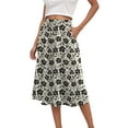 thumbnail image 2 of vigerkar Womens Summer Casual Dress Floral Printed High Waist A Line Ruffle Swing Midi Skirt with Pockets Beige, S, 2 of 6