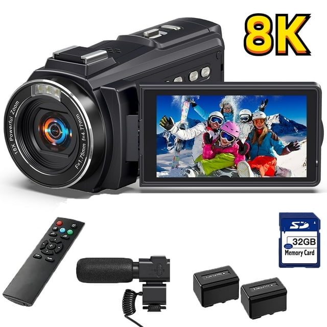 Video Camera Camcorder 8K 88MP Wifi Vlogging Camera for Youtube with 32GB SD Card,18X Digital Zoom 3.0 Inch 270 Flip Screen with Mic