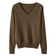thumbnail image 5 of Women's V Neck Sweaters Long Sleeve Lightweight Knit Pullover, Dressy Casual Top Dark Gray M, 5 of 6
