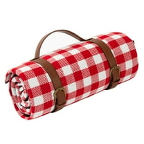 AuroraX Foldable Picnic Blanket Portable Waterproof & Sandproof Large(60" x 80") Outdoor Thickened 3-Layer Padded Picnic Blankets with Leather Handle Washable Beach Mat for Camping Grass Park Travel