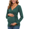 thumbnail image 1 of Glampunch Camisas de maternidad para mujer, camisetas de maternidad de manga corta y larga con lazo frontal, 1 of 5