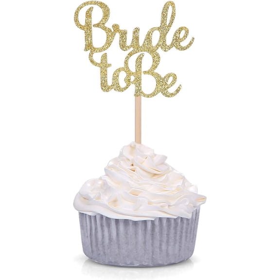 12pcs Gold Glitter Bride to be Cupcake Toppers Wedding Bridal Shower Decors