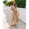 thumbnail image 3 of EASYBRAUS Women High Waist Floral Print Maxi Dress V Neck Batwing Sleeve Summer 2025 S-XXL, 3 of 8
