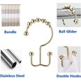 thumbnail image 4 of Shower Curtain Hooks Rings, Casewin Stainless Steel Rust Resistant Double Glide Rollers Extra Wide Shower Curtain Rods Hooks for Bathroom, Set of 12 Hooks - Gold, 4 of 6