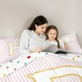 thumbnail image 5 of Feelyou Initial P Letter Queen Comforter Set for Teen, Girly Pink Stripe Abstract Bedding Sets, Kawaii Princess Style Reversible Bedding Comforter Set, Ultra Soft Bedroom Decor, 3-Piece, 5 of 8