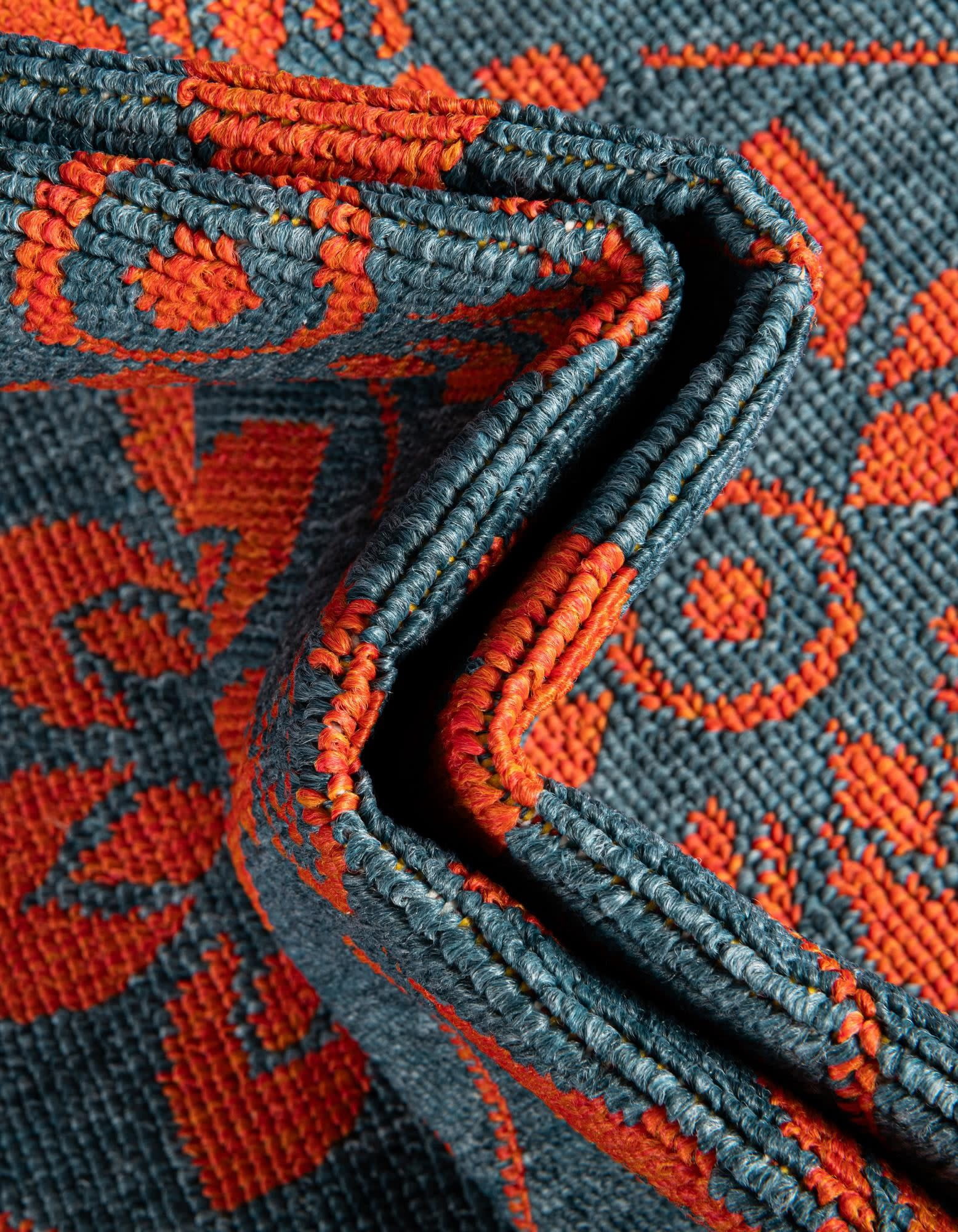 Unique Loom Outdoor Trellis Collection Area Rug - Tiles (4' 1" Round Blue and Red)