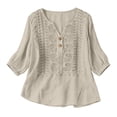 thumbnail image 5 of T Shirts for Women 2026 Summer Vintage Boho 3/4 Sleeve Shirt V Neck Embroidered Casual Tshirt Blouse, 5 of 7
