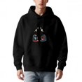 thumbnail image 1 of Men's Black Hoodie with Front Pocket Drawstrings Fest Baseball Caps Design & Abstract Horns - Long Sleeve Pullover Sweatshirt, 1 of 7
