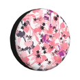 thumbnail image 1 of XMXY Pink Flower Pattern Spare Tire Cover, Universal Waterproof Cover for Jeep RV Tire Wheel Protection, 15 inch, 1 of 8