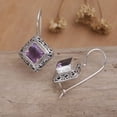 thumbnail image 5 of NOVICA Artisan Handmade Amethyst Drop Earrings Unique Sterling Silver Purple Indonesia Birthstone [1 in L x 0.6 in W x 0.2 in D] ' Ubud Goddess', 5 of 9
