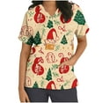 thumbnail image 2 of Holiday Gifts! Titcea Christmas Scrub Tops Women Cute Xmas Printed Short Sleeved V Neck Scrub Tops with Pockets Lightweight Stretchy Working Uniform, 2 of 5