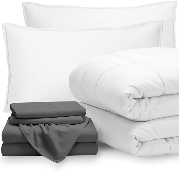 8 Piece Bed In A Bag Split King Comforter Set White Sheet Gray Com Split King Comforter Set, Silver Bed In A Bag King