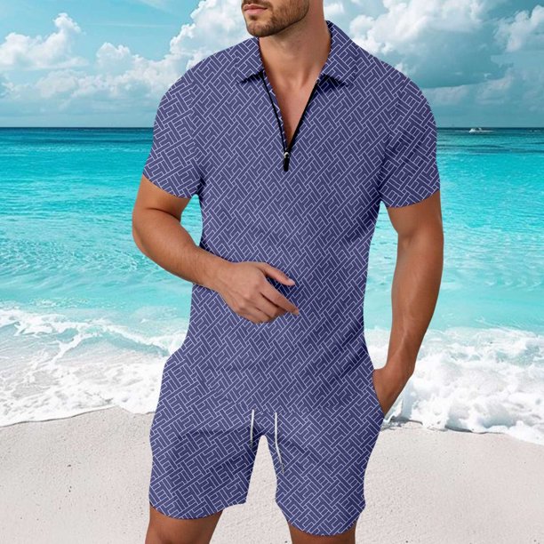 WILLBEST Trajes Casuales de Hombre Cortos para Salidas Informales, Conjunto de Corte Entallado, Material Transpirable, Primavera y Verano para Cualquier Ocasión.