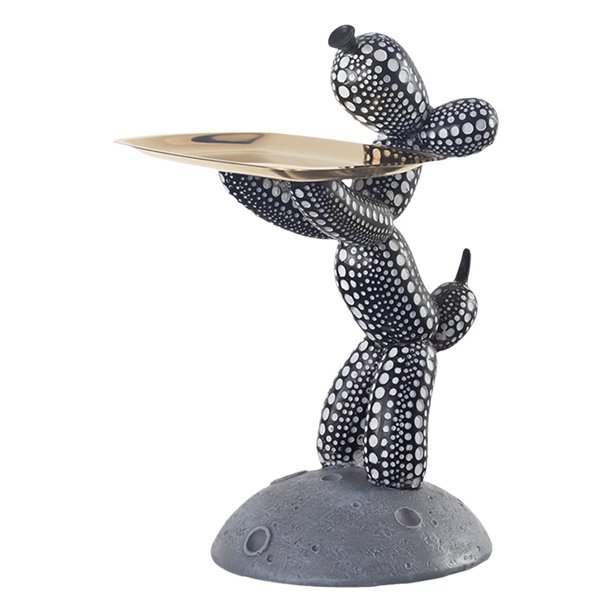 Bandeja de almacenamiento de escultura de perro de estilo nórdico, soporte de decoración de habitación de escritorio de dibujos animados, artesanía de Negro Sunnimix Escultura de bandeja de almacenamiento