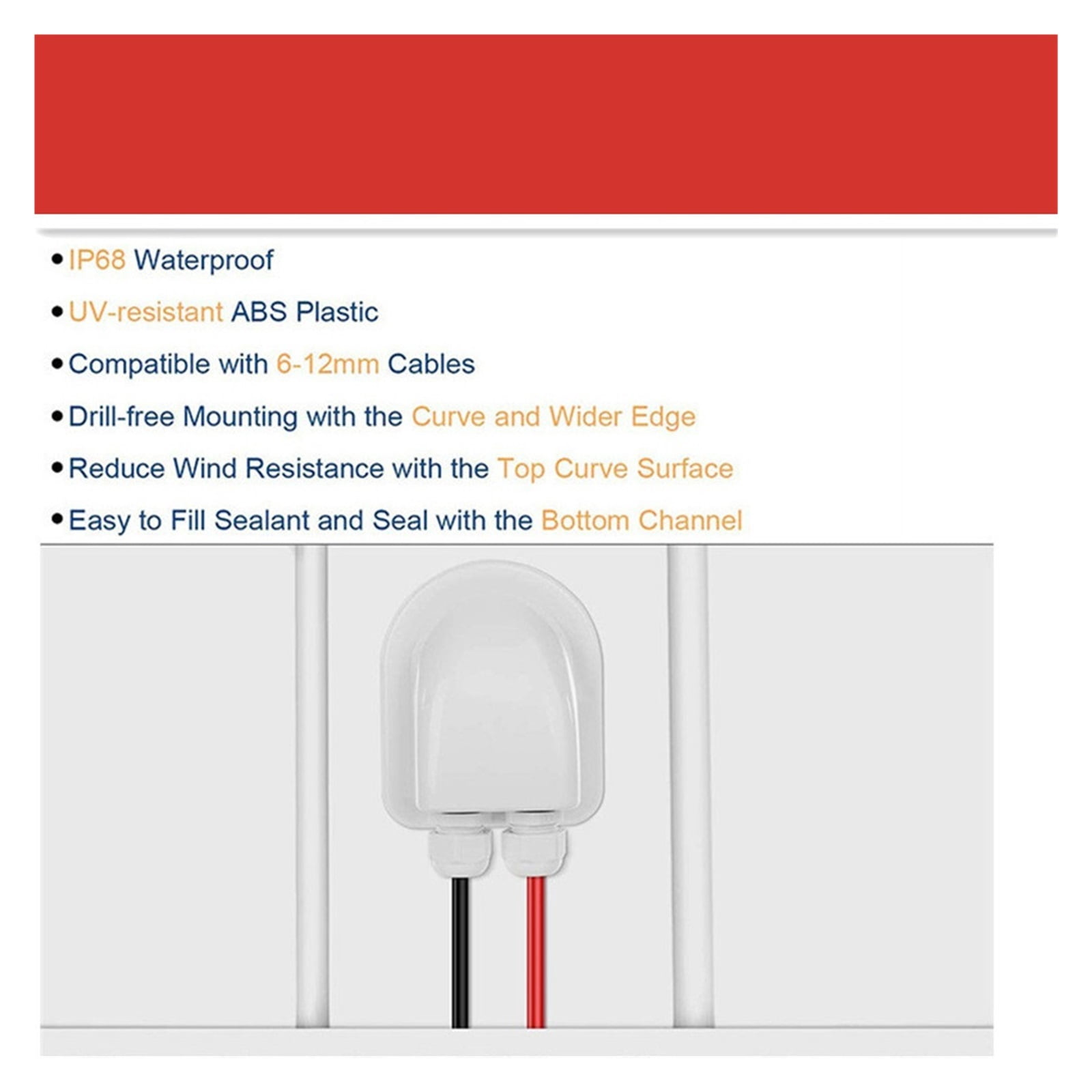 Double Wire Entry Gland Box Solar Panel Roof Wire Entry Gland Box Cable Motorhome White Double Hole RV Yacht Car Accessories ,RV Universal Fit