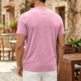 thumbnail image 4 of Nestiefly Mens Cotton Notch Neck T-Shirts Short Sleeve Button Casual Basic Tees Work Shirts 2026 Pink XL, 4 of 8