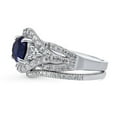thumbnail image 3 of BERRICLE Sterling Silver 3-Stone Wedding Engagement Rings 1.25 Carat Simulated Blue Sapphire Round Cut Cubic Zirconia CZ Wishbone Ring Set for Women, Rhodium Plated Size 9, 3 of 17
