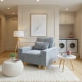thumbnail image 3 of Aukfa 3 Piece Sofa Set - 43.5" Oversized Armchair Couch w/ Cup Holders&Pillows, Solid Wood Legs, Gray, 3 of 9