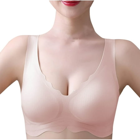 Gnurob on Sale Bras for Women No Underwire  Push Up Wireless Bra Full Coverage Seamless Bralette Soft and Lightly Underwear for Everyday Clearance 03-Pink Medium