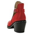 thumbnail image 3 of YDN Women Studded Mid Chunky Heeled Ankle Booties Pumps Closed Almond Toe Short Combat Boots Buckle Strap Cutout Shoes Size 16 Red, 3 of 5
