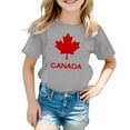 thumbnail image 4 of MIXUE Toddler Girls Tops & T-Shirts Kids Children Canada Print Short Sleeve Crewneck Casual Fit Basic Tops Pullover Tee Shirts Sportwear,Gray,6-7 Years, 4 of 4