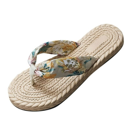 

GNEIKDEING Spring And Summer Flip Flops Bohemian Cloth Belt Women s Sandals Gift on Clearance