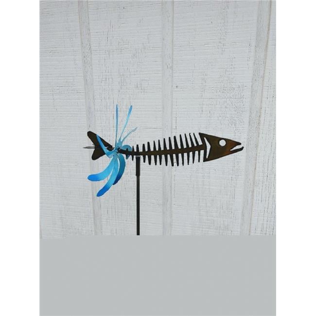 The Lazy Scroll spinfish Metal Kinetic Yard Art Fish Spinner Double Motion