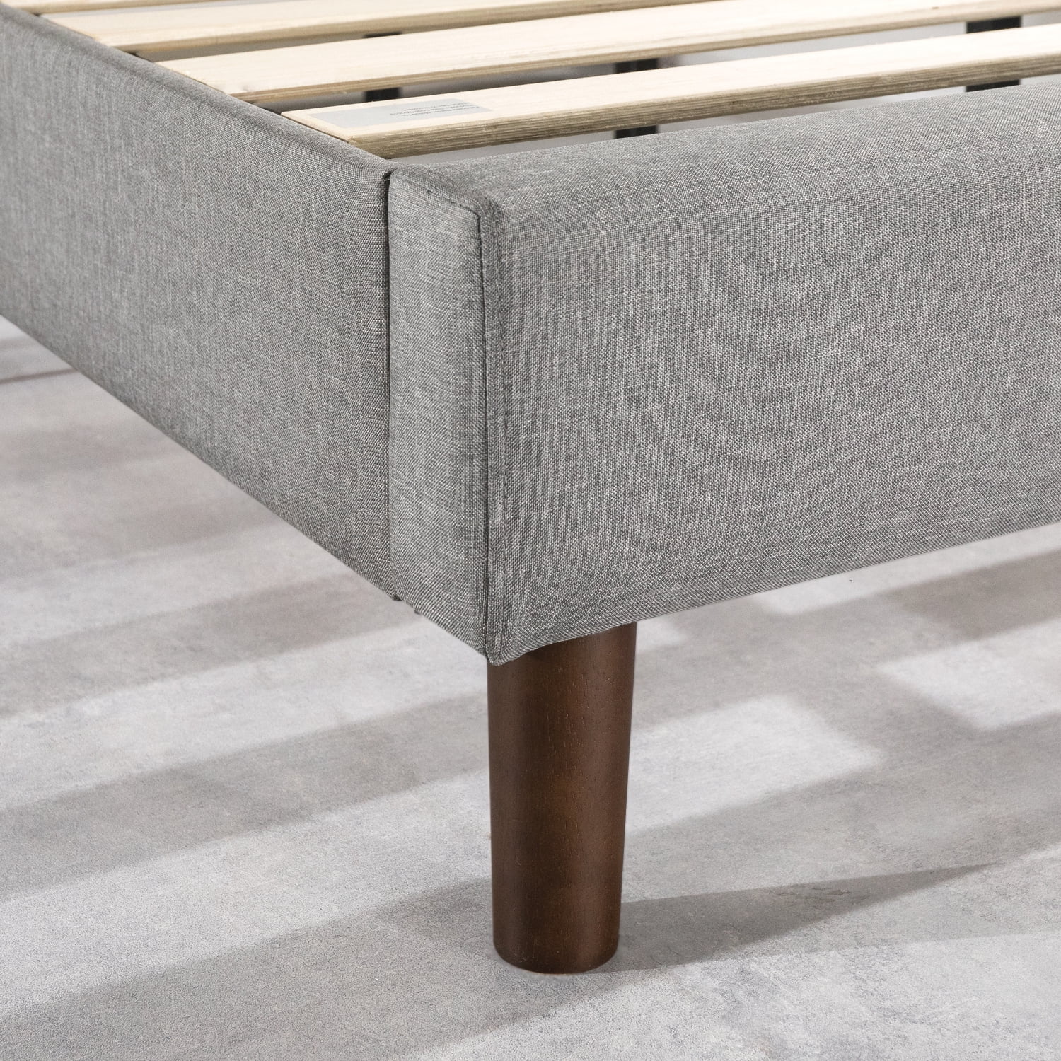 Mellow Janne Upholstered Platform Bed with Tufted Headboard, Classic Grey, Queen