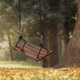 thumbnail image 3 of Qiyester Solid Wood Curved Single Swing Outdoor Rope Swing Base Sturdy Adjustable Rope Length - Maximum Load Capacity 440 lbs, Suitable for Gardens, Patios, and Outlets, 3 of 9