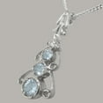 thumbnail image 4 of LBG 10k White Gold Natural Aquamarine & Diamond Womens Bohemian Pendant & Chain - Chain length 18, 4 of 5