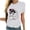 White, variant on WREESH Womens Fashion T-Shirts Spring Summer Casual Round Neck Printed Short Sleeved T-Shirt Top Pullover Pink