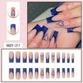 thumbnail image 2 of Fofosbeauty 24pcs Press on False Nails,Fake Nails for New Year Valentine's Gift,Long Coffin French Flash Enchantress Blue Heart Stripes, 2 of 9